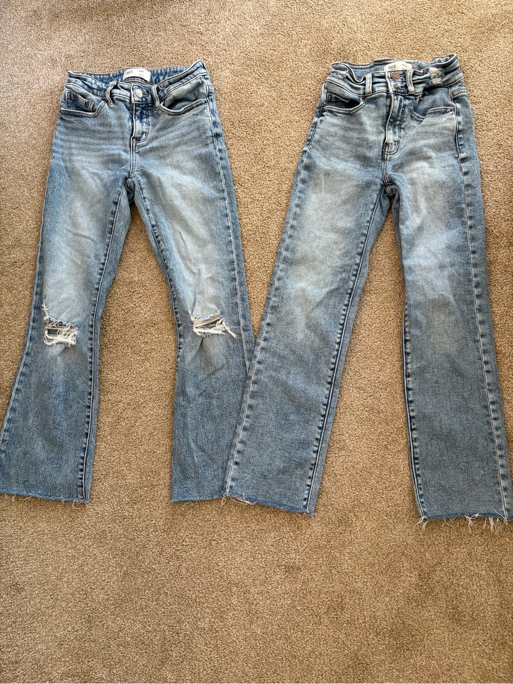 BKE Bundle of 2 Light Blue Jeans Distressed Flare Straight Size 24 Mid-Low Rise